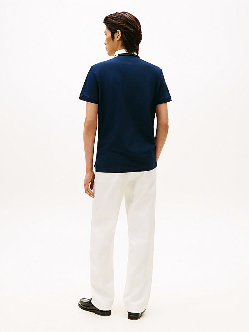 Erkek Pique Grafic Collar Polo T-shirt Lacivert MW0MW41605C1G