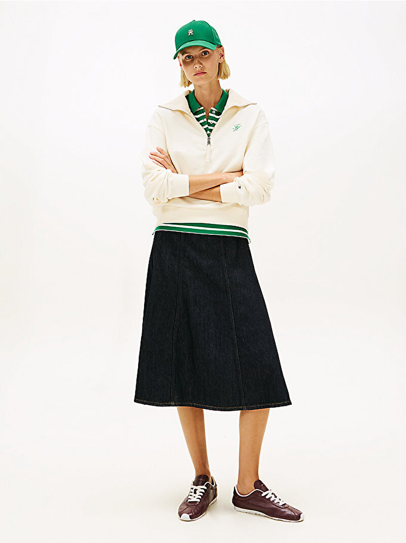 Kadın TH Half Zip Sweatshirt Beyaz WW0WW49470AEF