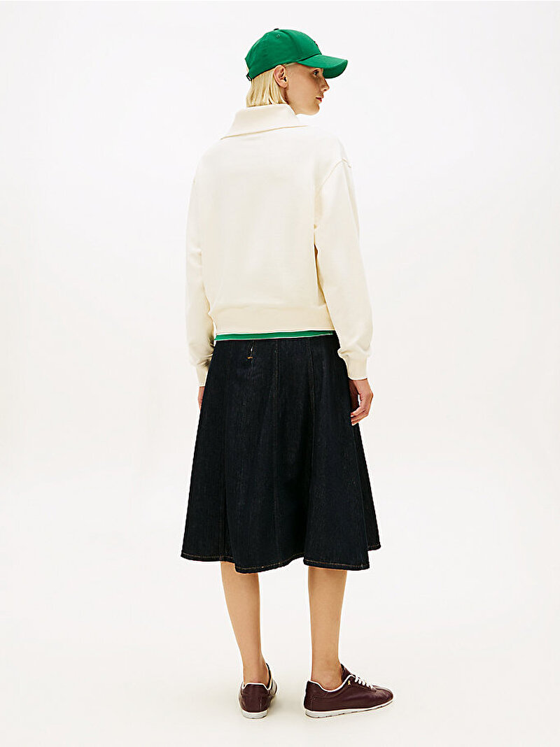 Kadın TH Half Zip Sweatshirt Beyaz WW0WW49470AEF