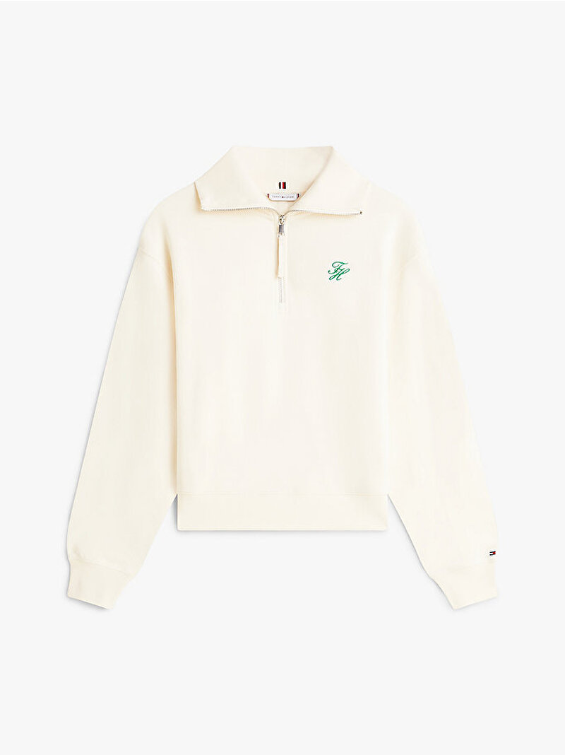 Kadın TH Half Zip Sweatshirt Beyaz WW0WW49470AEF