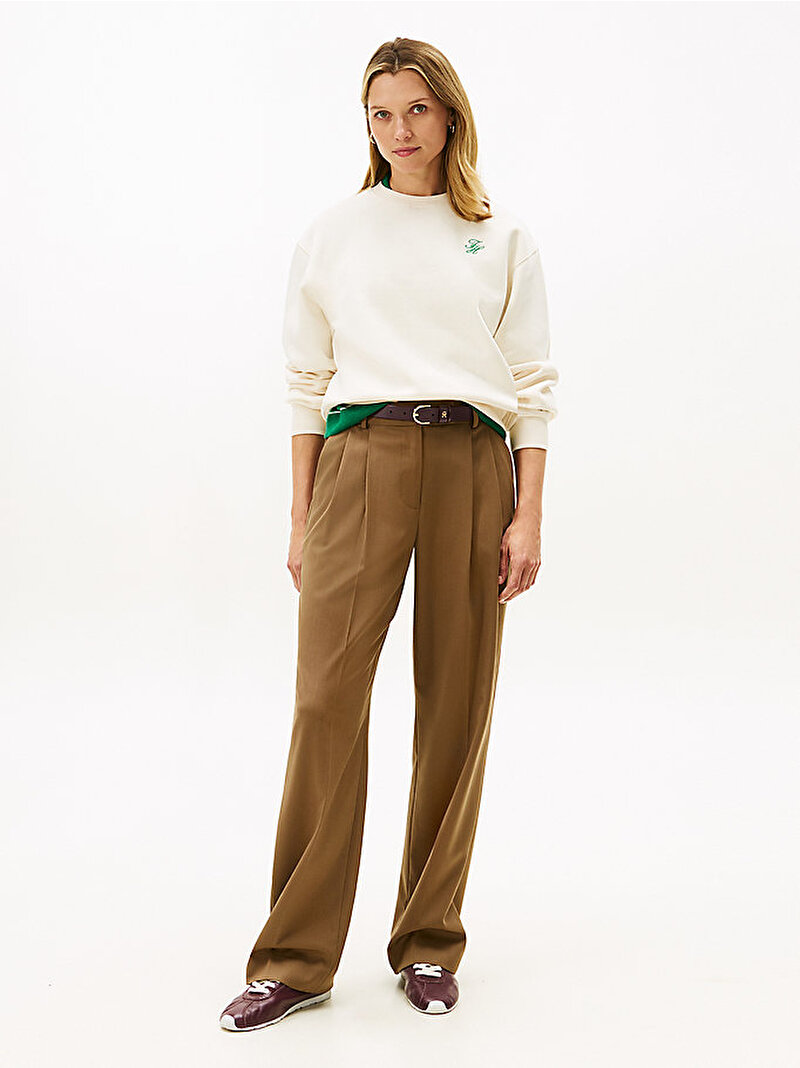 Kadın Regular Fleece Sweatshirt Beyaz WW0WW48430AEF