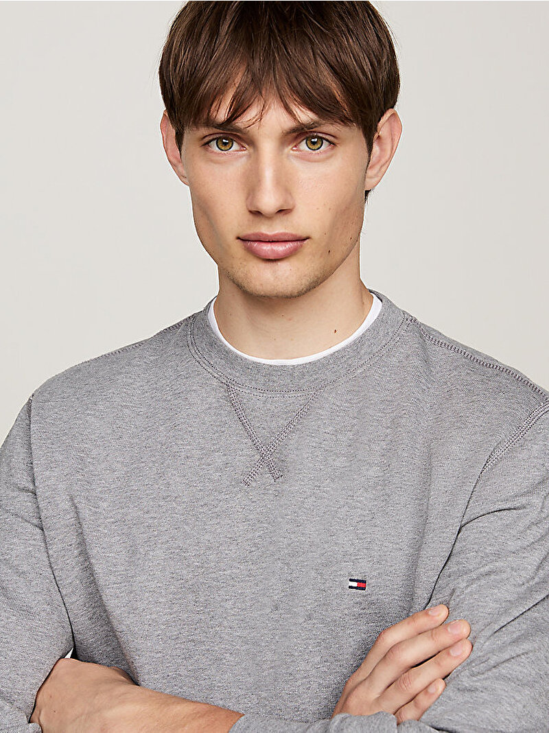 Erkek Essential Terry Crew Sweatshirt Gri MW0MW37237P91
