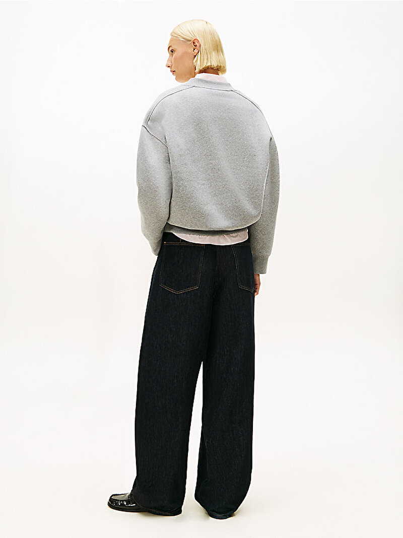 Kadın Varsity V-nk Fleece Sweatshirt Gri WW0WW47848P61