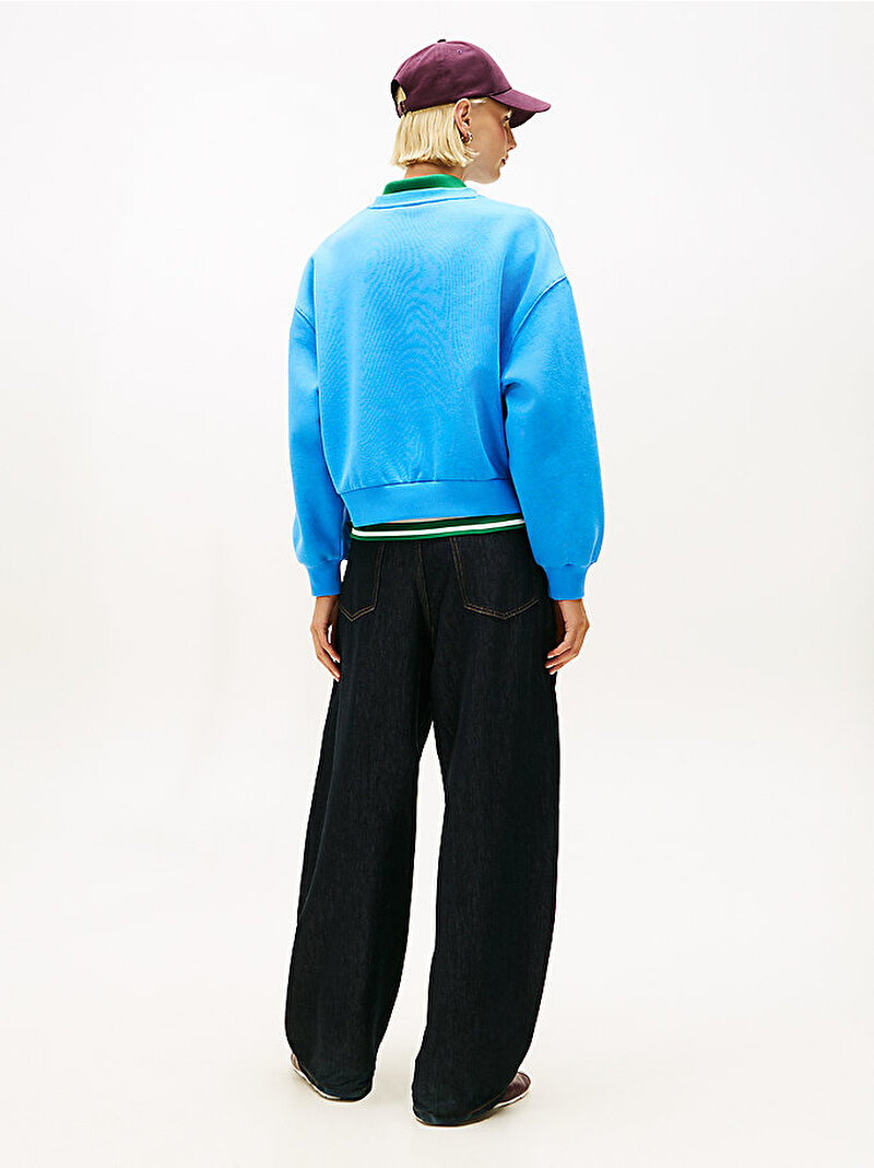 Kadın Corp Logo Modern Sweatshirt Mavi WW0WW47831C4H