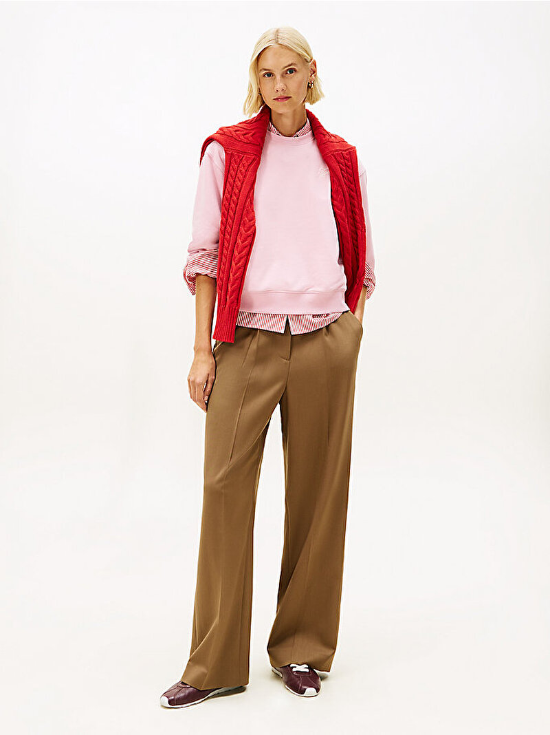 Kadın TH Regular Terry Sweatshirt Pembe WW0WW49418TPG