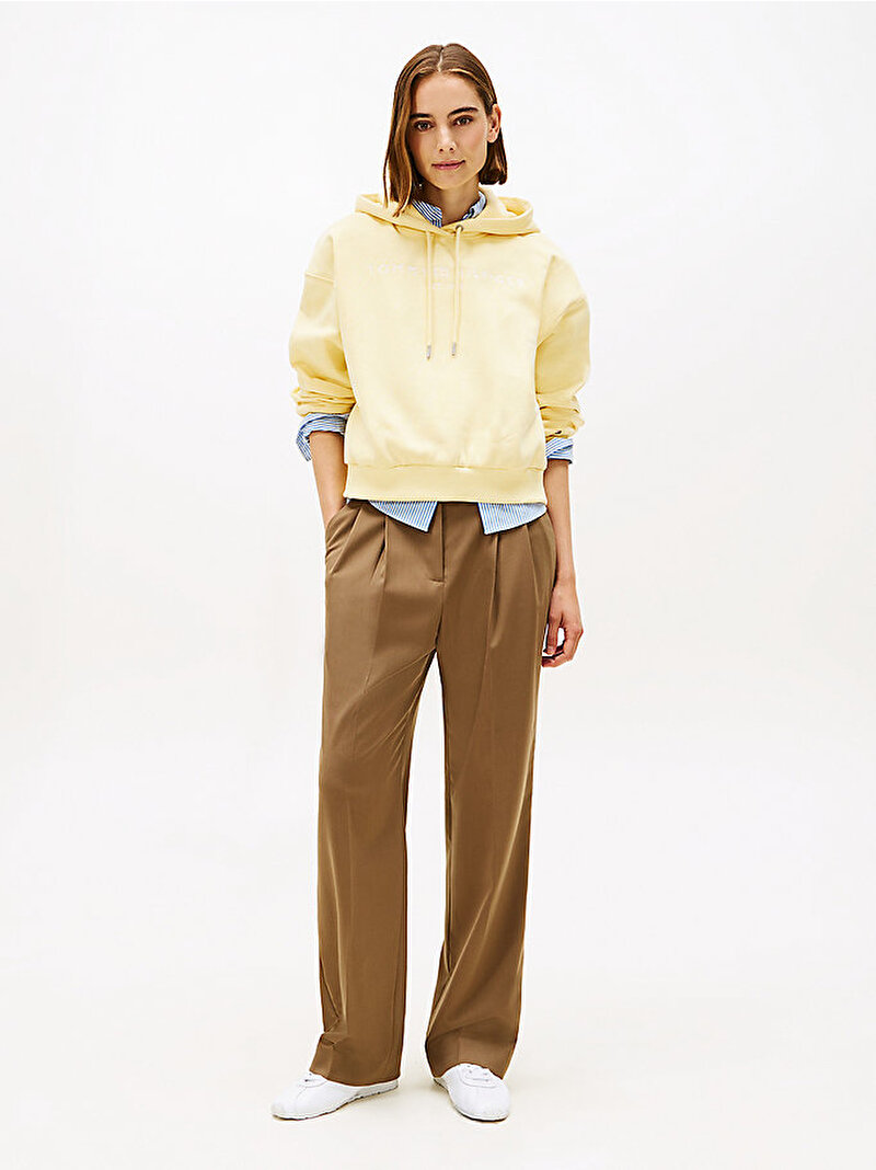 Kadın Corp Logo Modern Sweatshirt Sarı WW0WW47832ZGI