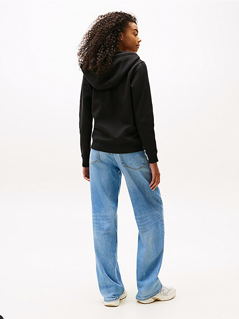 Kadın TJW Regular Flag Zip Sweatshirt Siyah DW0DW19729BDS