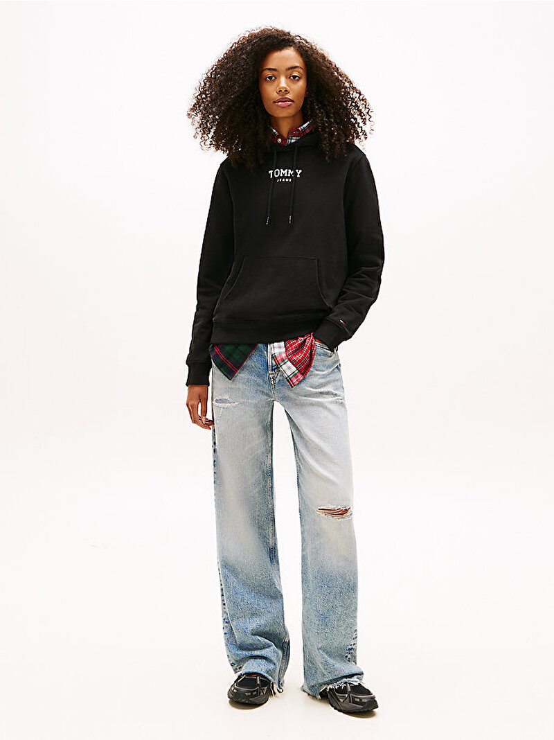 Kadın TJW Regular Essential Logo Sweatshirt Siyah DW0DW21921BDS