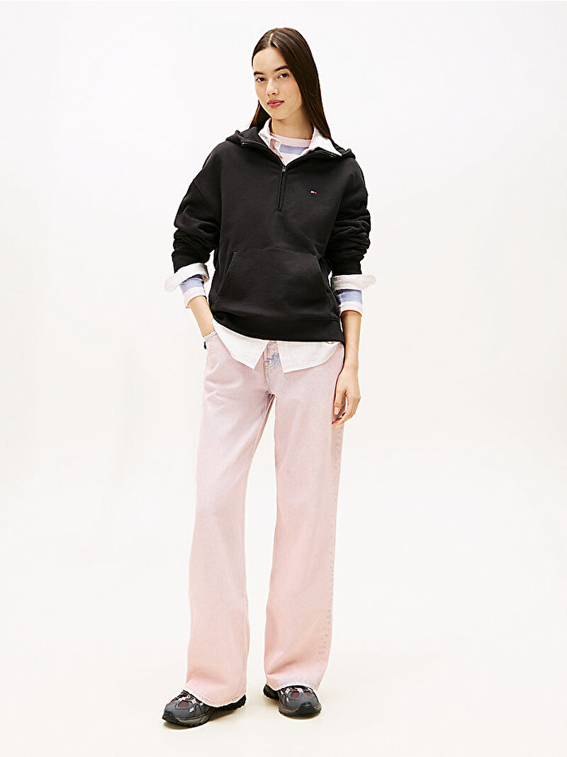 Kadın TJW Boxy S-flag Sweatshirt Siyah DW0DW21924BDS