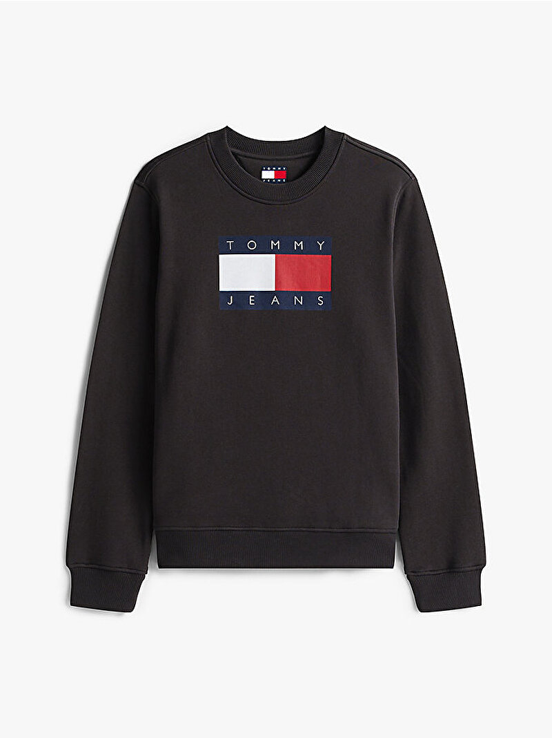 Kadın TJW Regular Flag Crew Sweatshirt Siyah DW0DW22564BDS