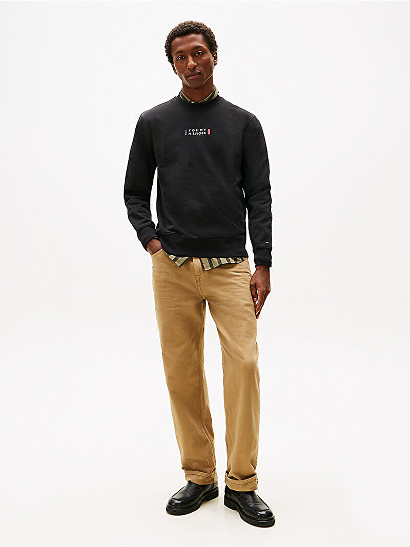 Erkek Brand Love Big Hilfiger Sweatshirt Siyah MW0MW41428BDS