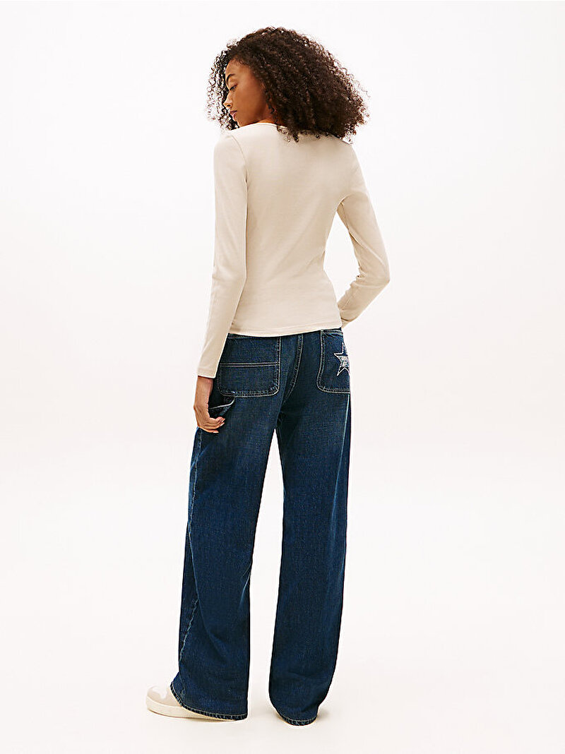 Kadın TJW Slim Soft Rib T-shirt Bej DW0DW21836ABY