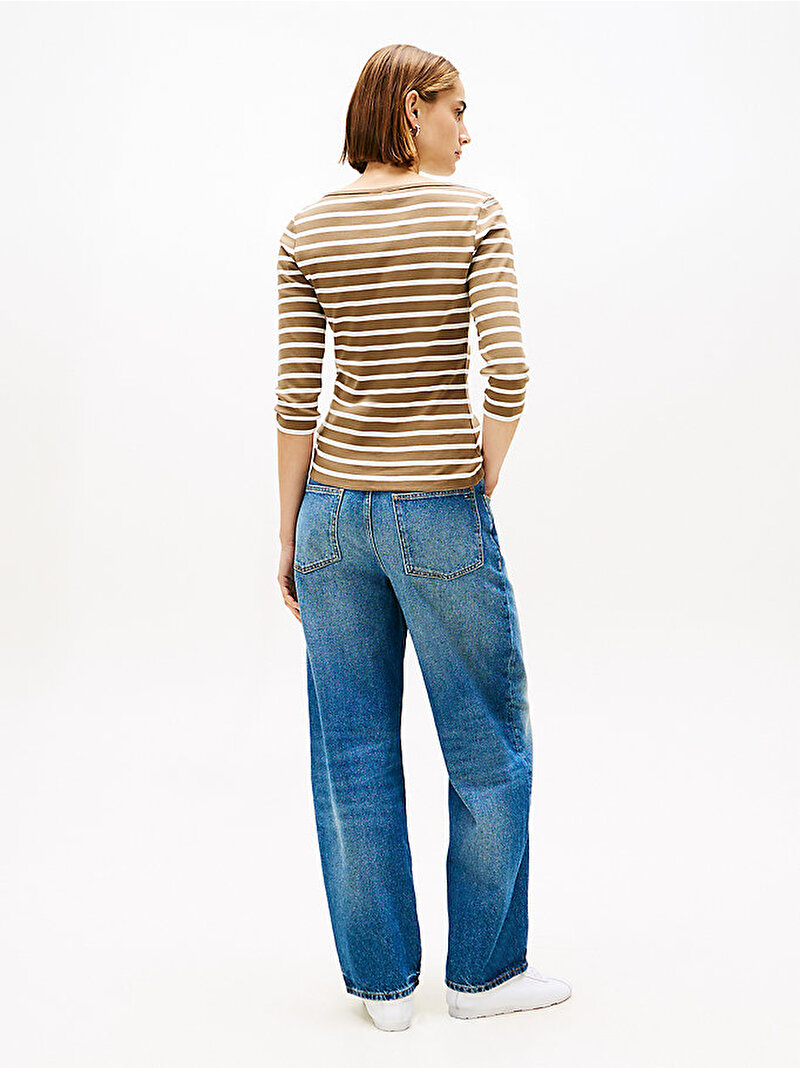 Kadın Slim Cody Boat Neck T-shirt Bej WW0WW405890BJ