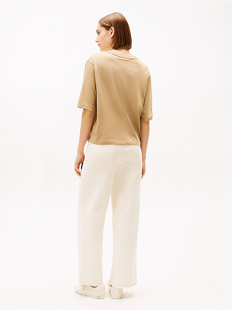 Kadın Corp Logo Trapeze T-shirt Bej WW0WW47811AEI