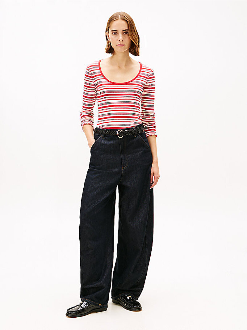 Kadın Fine Rib Scoop Neck T-shirt Çok renkli WW0WW478140E1