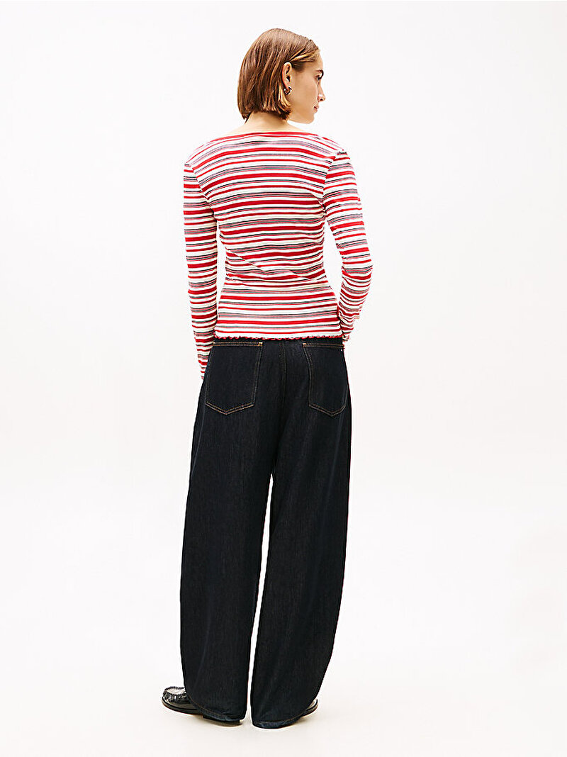 Kadın Fine Rib Scoop Neck T-shirt Çok renkli WW0WW478140E1