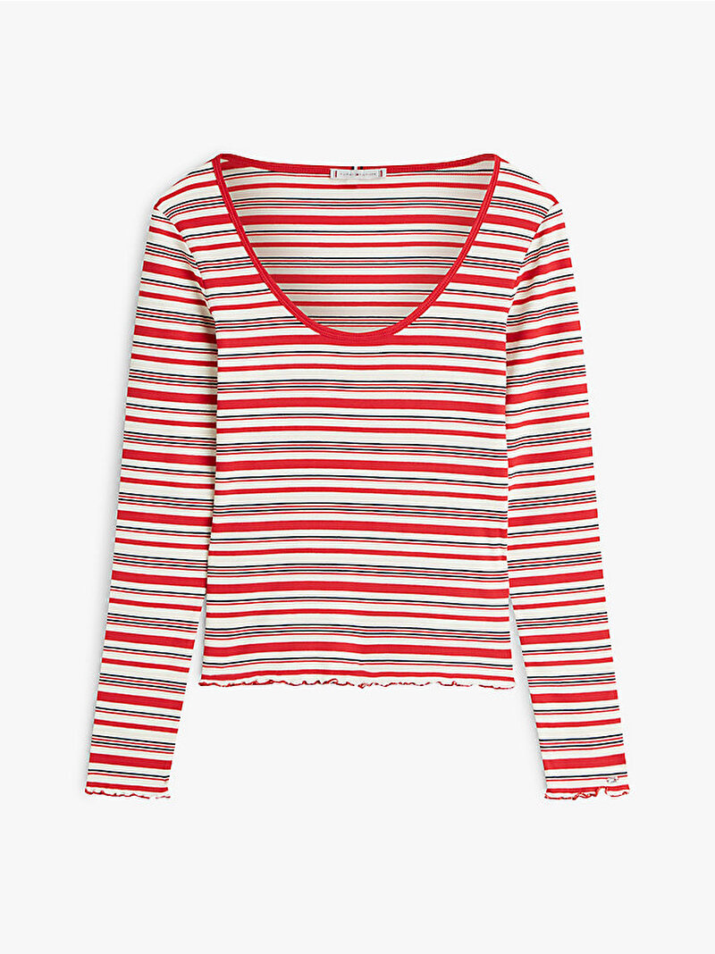 Kadın Fine Rib Scoop Neck T-shirt Çok renkli WW0WW478140E1