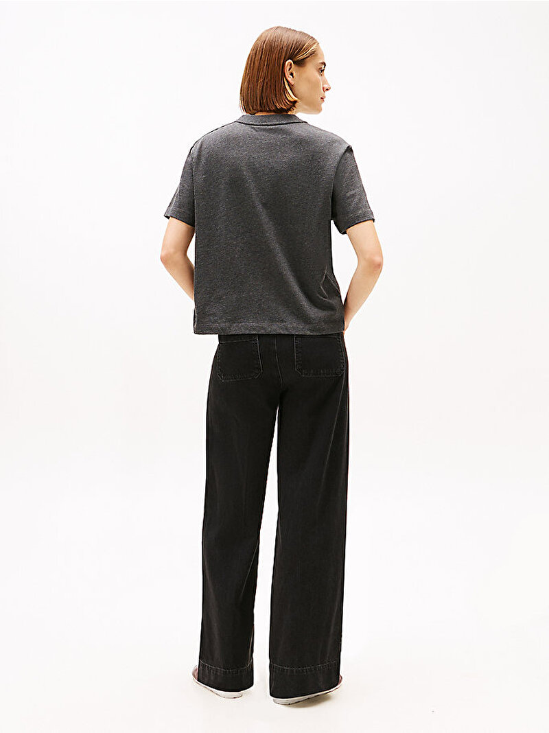 Kadın Gold Button Modern T-shirt Gri WW0WW47819P04