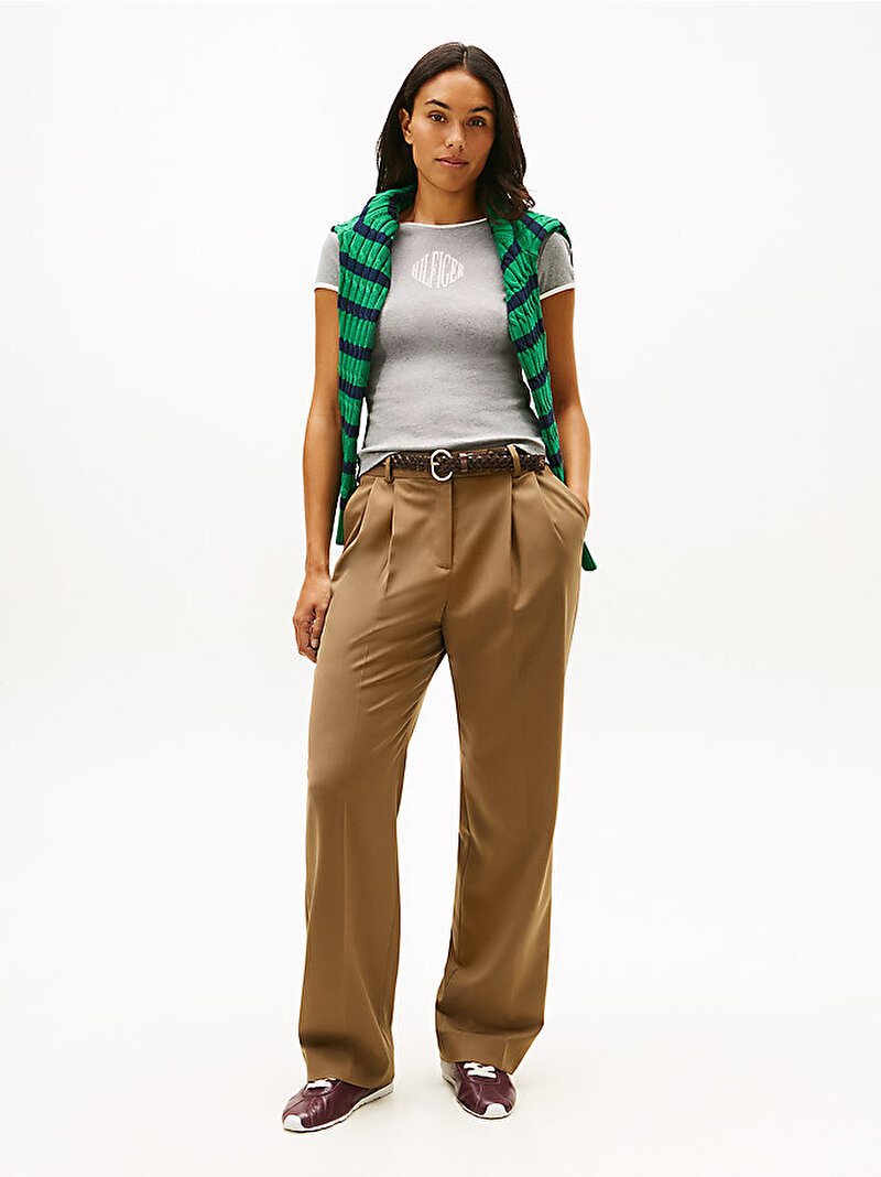 Kadın Varsity Slim Ringer T-shirt Gri WW0WW47881P61