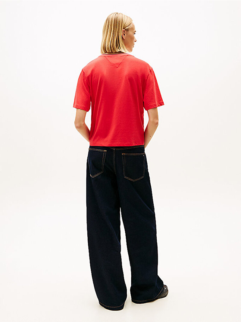 Kadın TJW Boxy Tommy Applique T-shirt Kırmızı DW0DW22563XK3