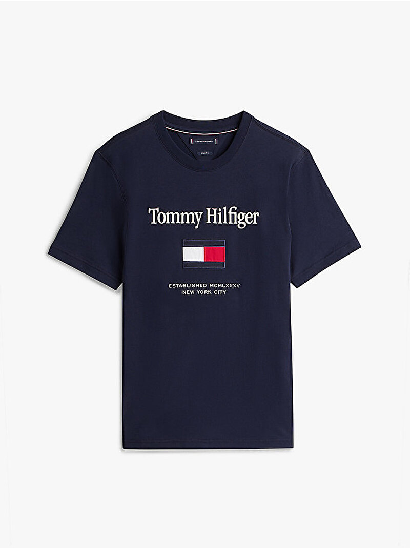 Erkek Tommy Embro Flag T-shirt Lacivert MW0MW42736DW5
