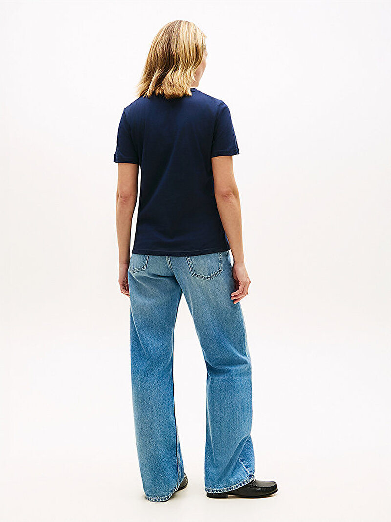 Kadın Regular Crop Logo T-shirt Lacivert WW0WW40276C1G