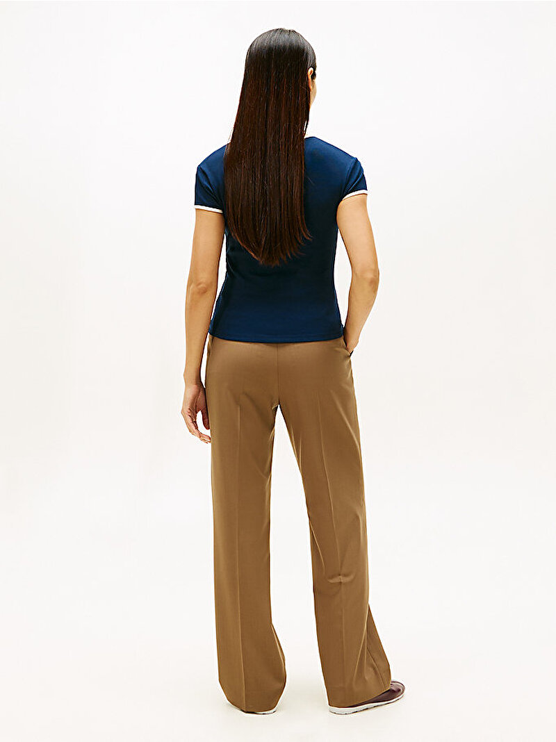 Kadın Varsity Slim Ringer T-shirt Lacivert WW0WW47881C1G