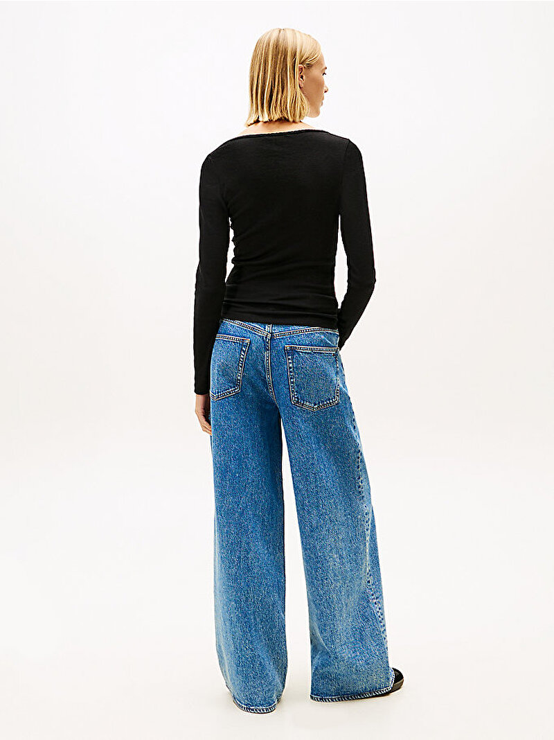 Kadın TJW Slim Soft Rib T-shirt Siyah DW0DW21836BDS