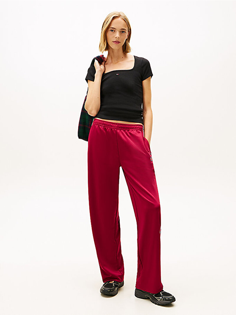 Kadın TJW Slim Soft Rib T-shirt Siyah DW0DW21837BDS