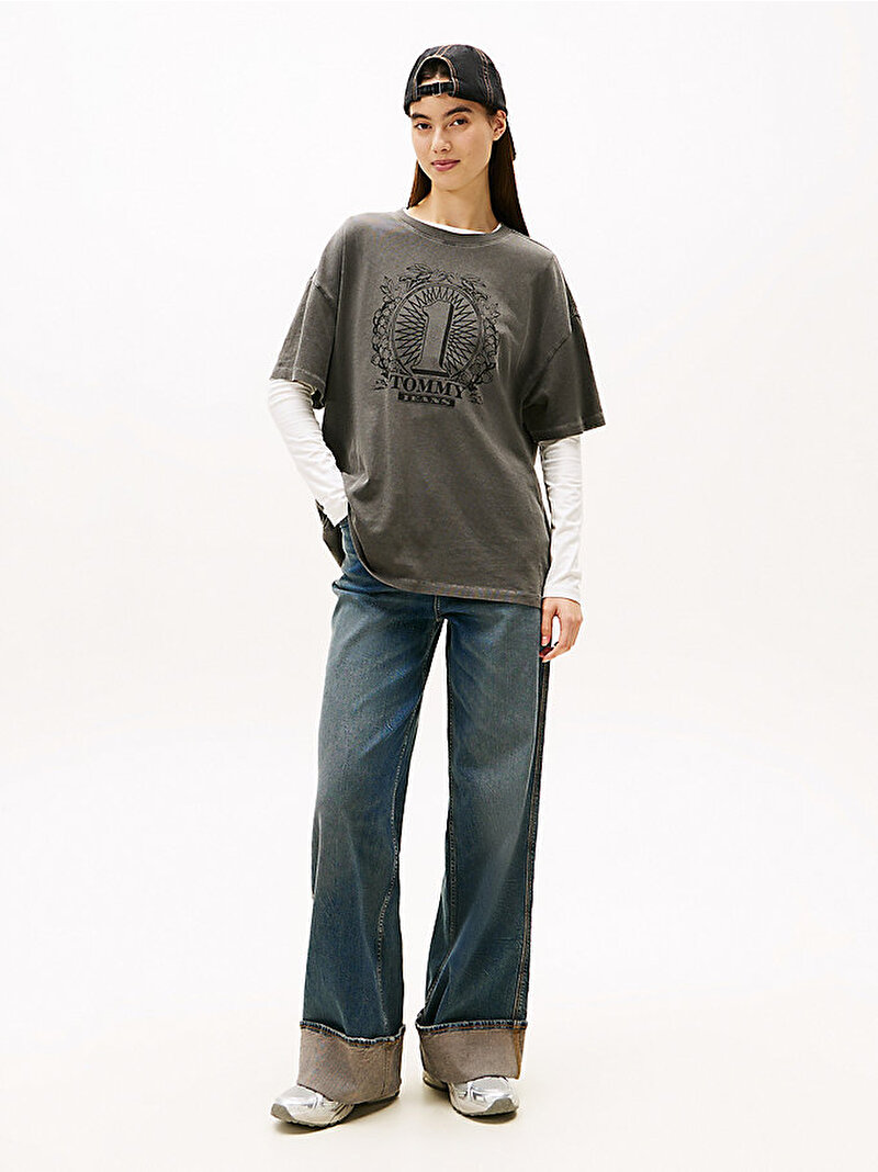 Kadın TJW Tommy Dollar T-shirt Siyah DW0DW21858BDS