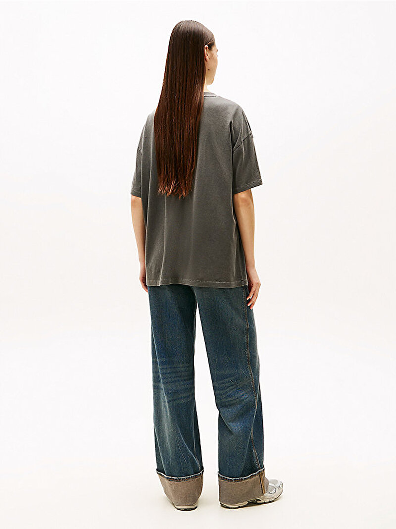 Kadın TJW Tommy Dollar T-shirt Siyah DW0DW21858BDS