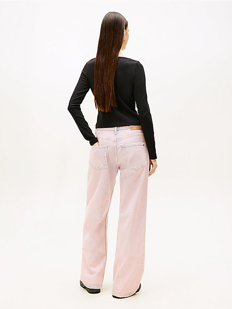 Kadın TJW Slim Rib Snap T-shirt Siyah DW0DW22479BDS