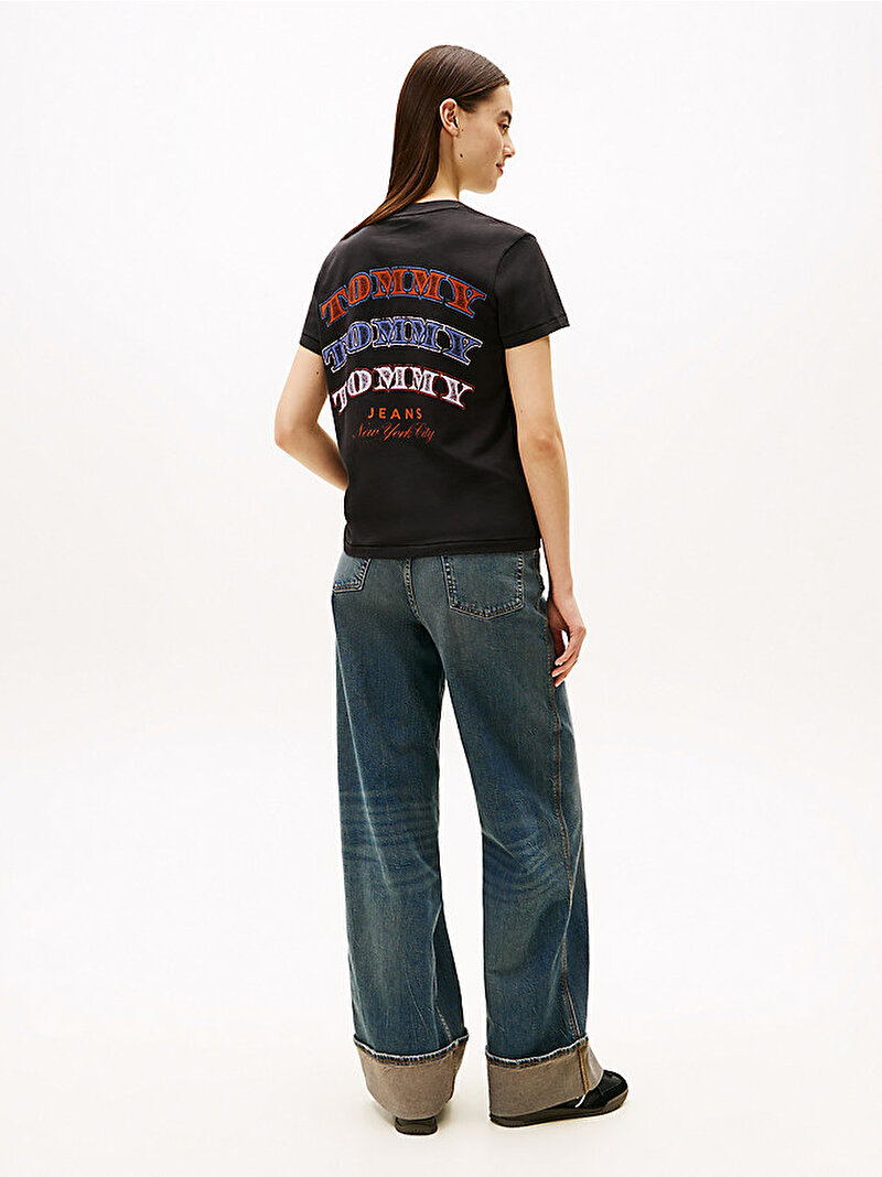 Kadın TJW Regular Dollar Stack T-shirt Siyah DW0DW22516BDS