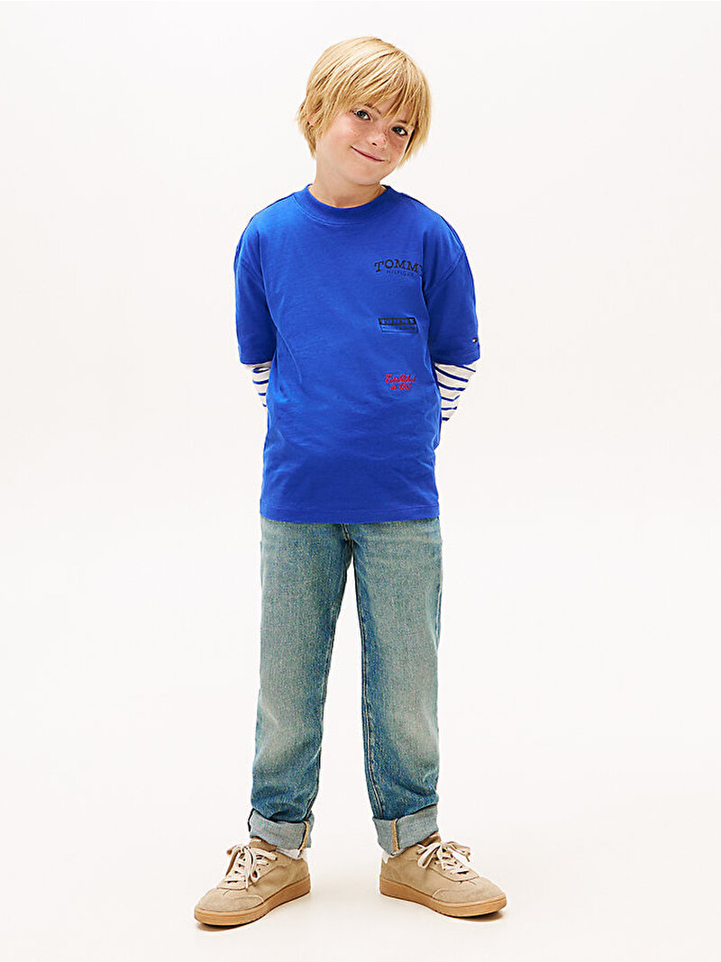 Erkek Çocuk Multi Print T-shirt Mavi KB0KB10058C8M