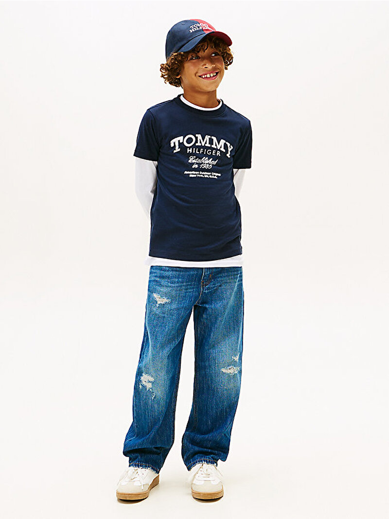 Erkek Çocuk Tommy Faded Print T-shirt Lacivert KB0KB10055C1G