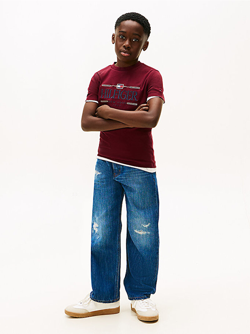 Erkek Çocuk Tommy Icons Interlock T-shirt Kırmızı KB0KB10360VLP