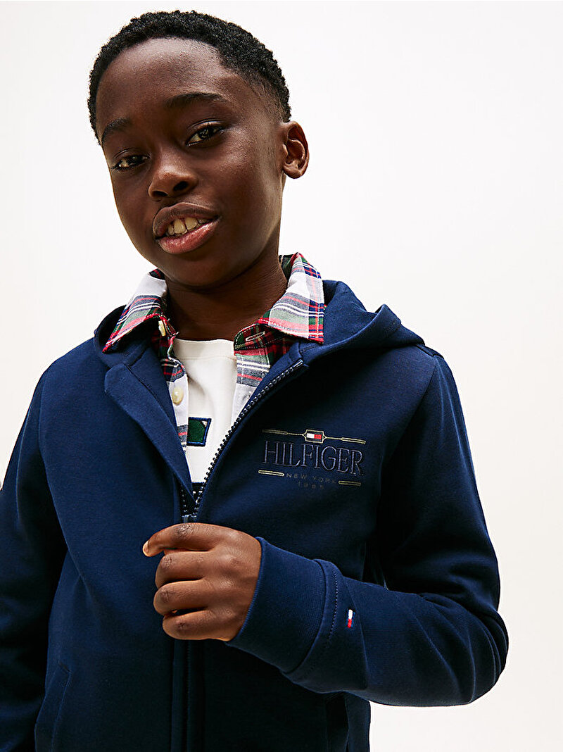 Erkek Çocuk Tommy Icons Zip Sweatshirt Lacivert KB0KB10362C1G