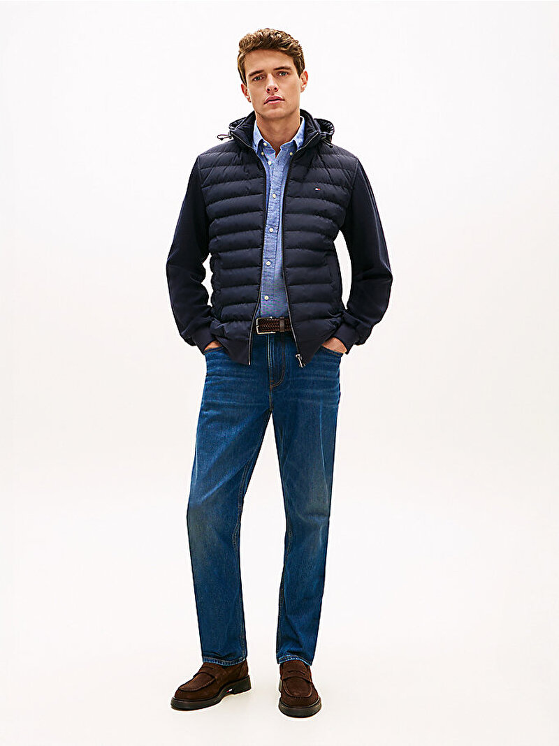 Erkek Mix Media Hooded Sweatshirt Lacivert MW0MW40050DW5