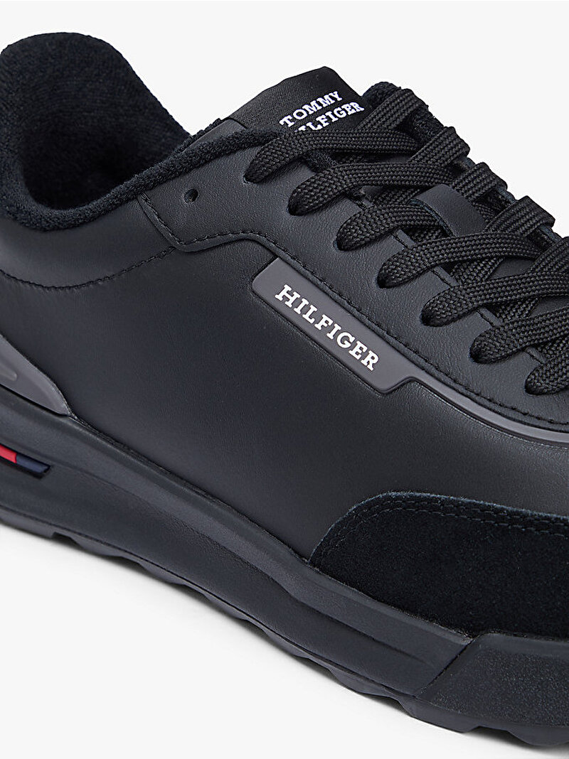 Erkek Retro Runner Mix Leather Sneaker Siyah FM0FM05721BDS