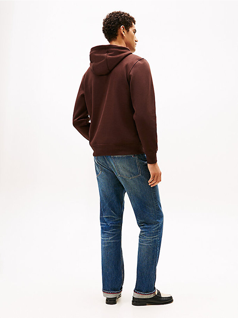 Erkek Tommy Embro Flag Hoodie Kahverengi MW0MW42735HJT