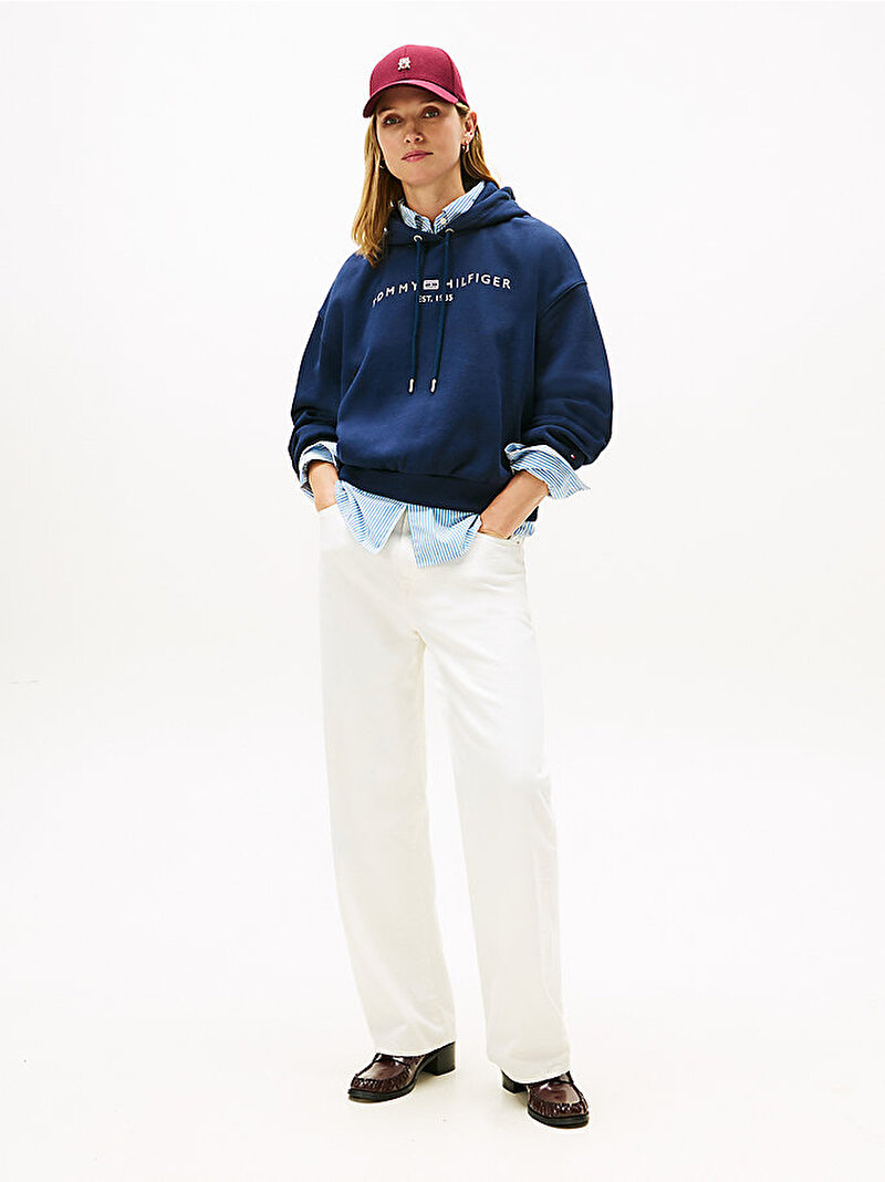 Kadın Corp Logo Modern Hoodie Lacivert WW0WW47832C1G