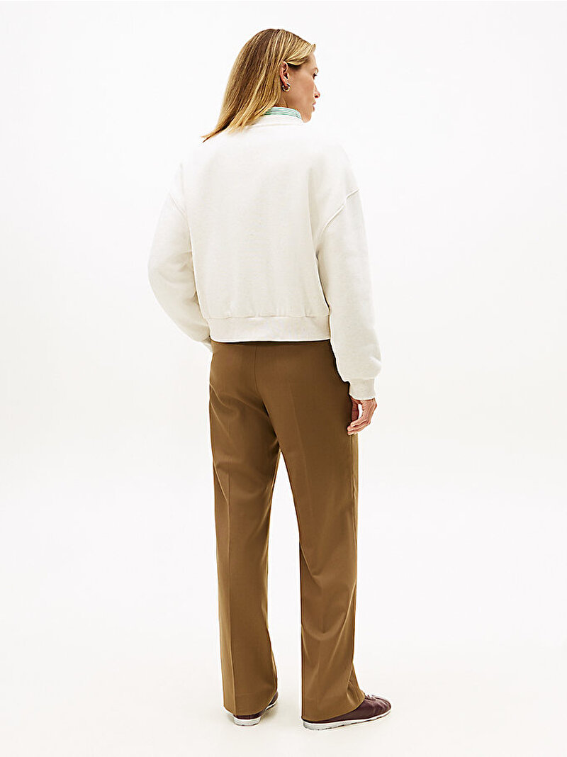 Kadın Corp Logo Modern Sweatshirt Ekru WW0WW478310K5