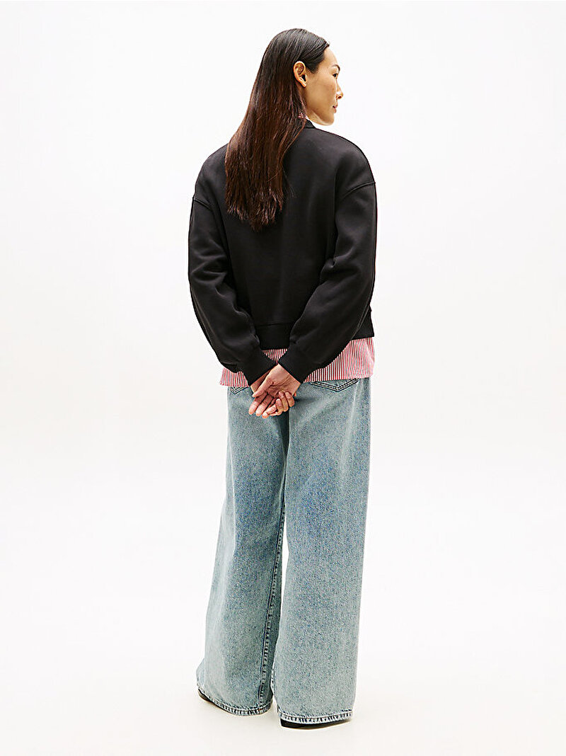 Kadın Corp Logo Modern Sweatshirt Siyah WW0WW47831BDS