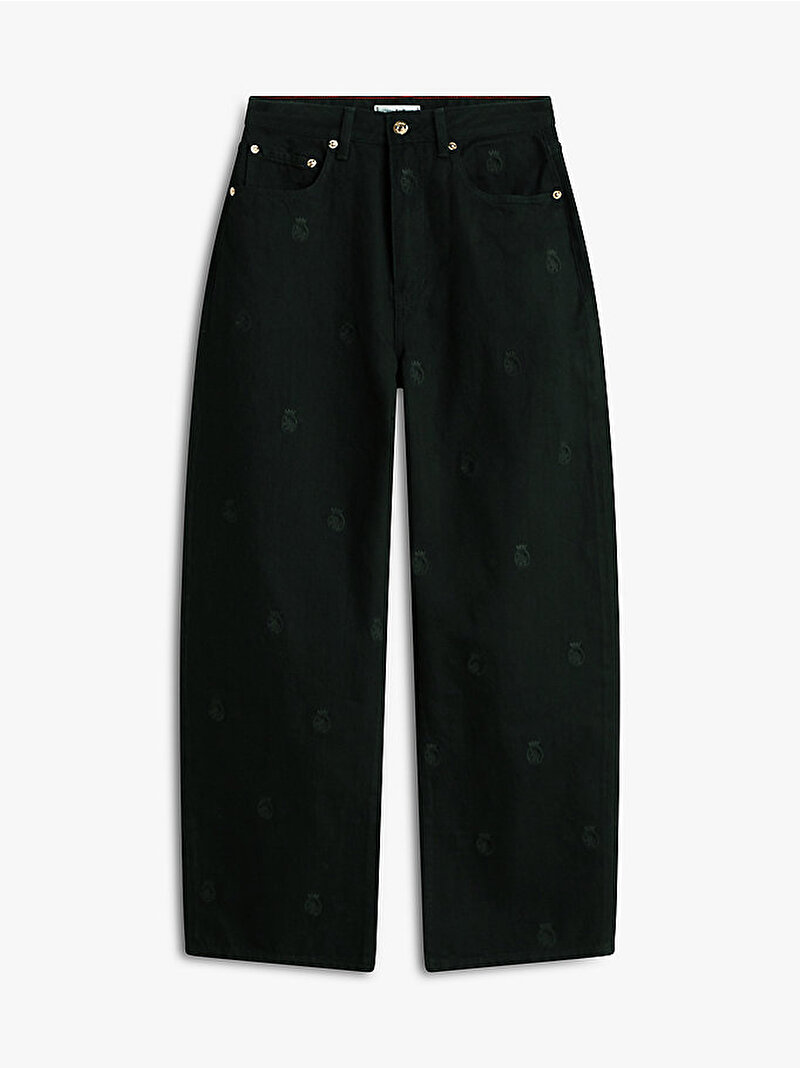 Kadın Denim Crest Black Jean Pantolon Siyah WW0WW486981BY