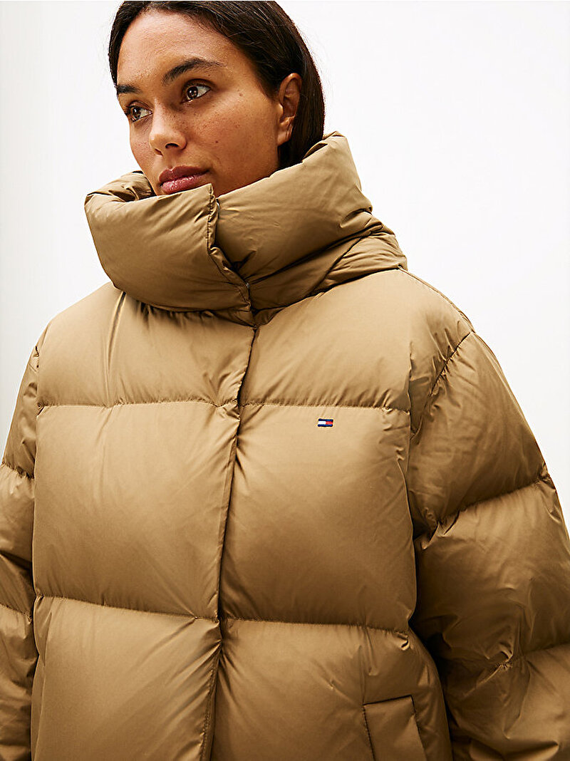 Kadın Soft Down Puffer Mont Kahverengi WW0WW47746R07