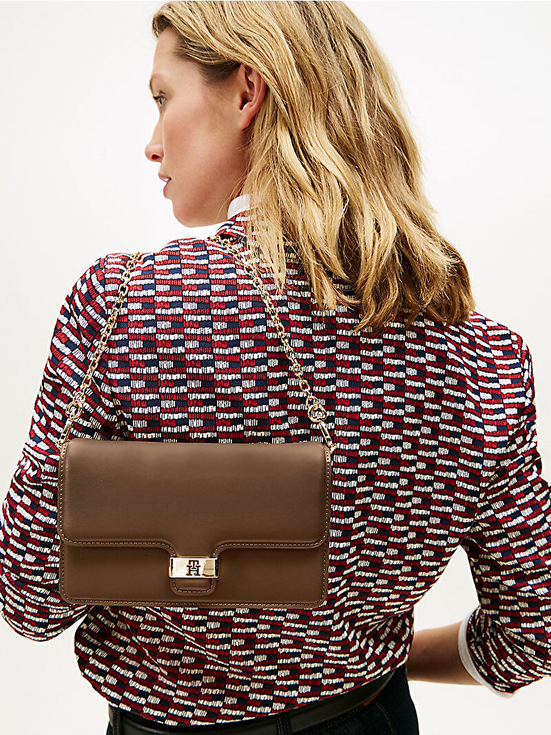 Kadın TH Heritage Clutch Çapraz Çanta Kahverengi AW0AW18288R07