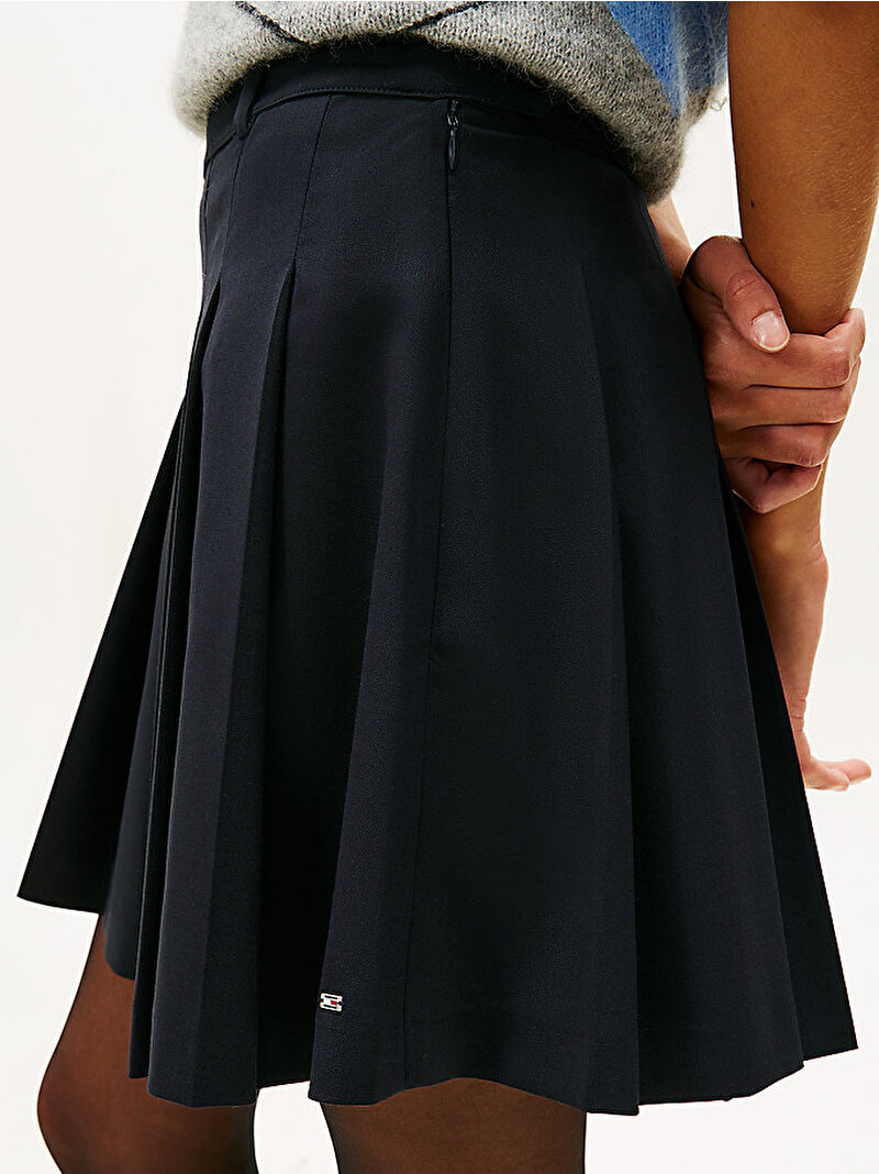 Kadın Timeless Wool Pleate Etek Lacivert WW0WW49393C1G