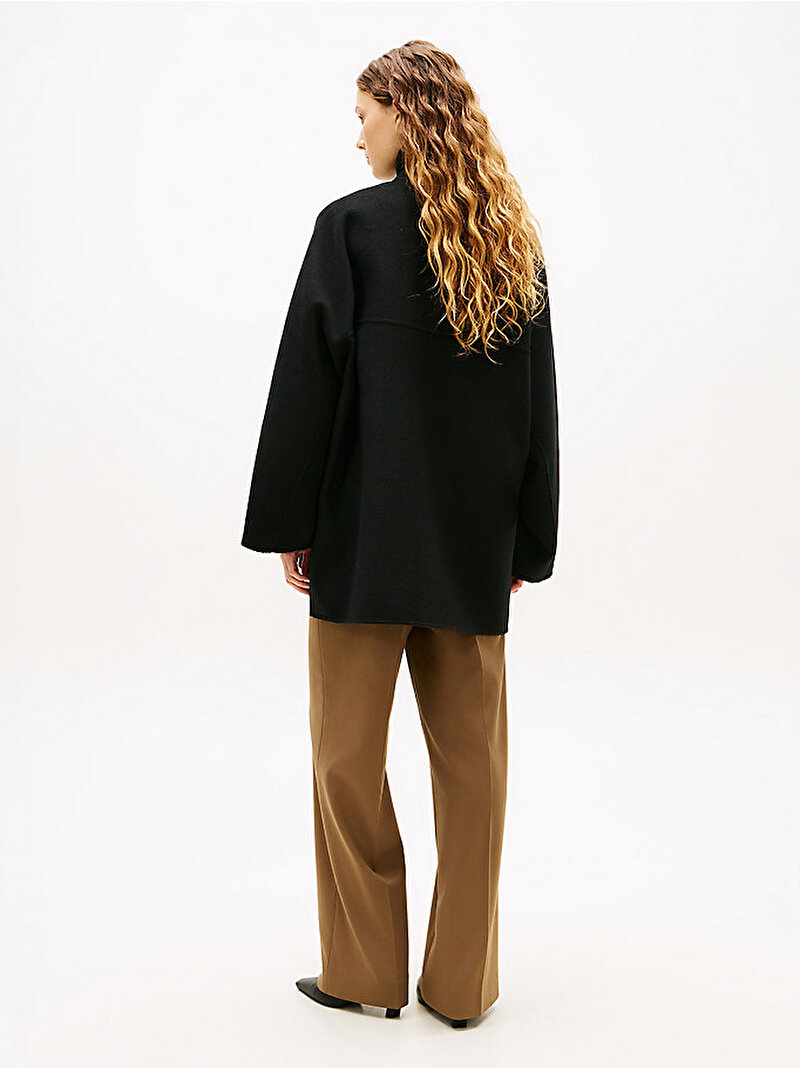 Kadın Wool Funnel Kaban Siyah WW0WW47758BDS