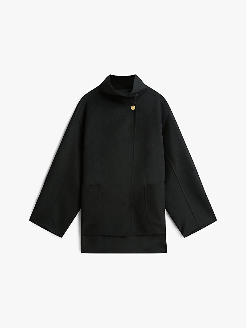 Kadın Wool Funnel Kaban Siyah WW0WW47758BDS