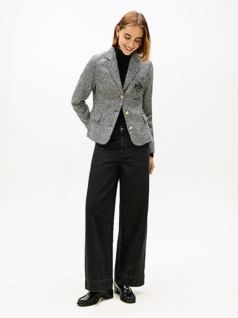 Kadın Wool Pattern Slim Blazer Gri WW0WW487860OD